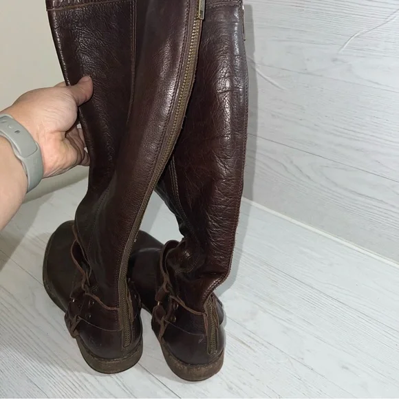 Frye Phillip Harness Tall Brown Leather Equestrian Style Boots 76850 Size 6.5 - Picture 5 of 10